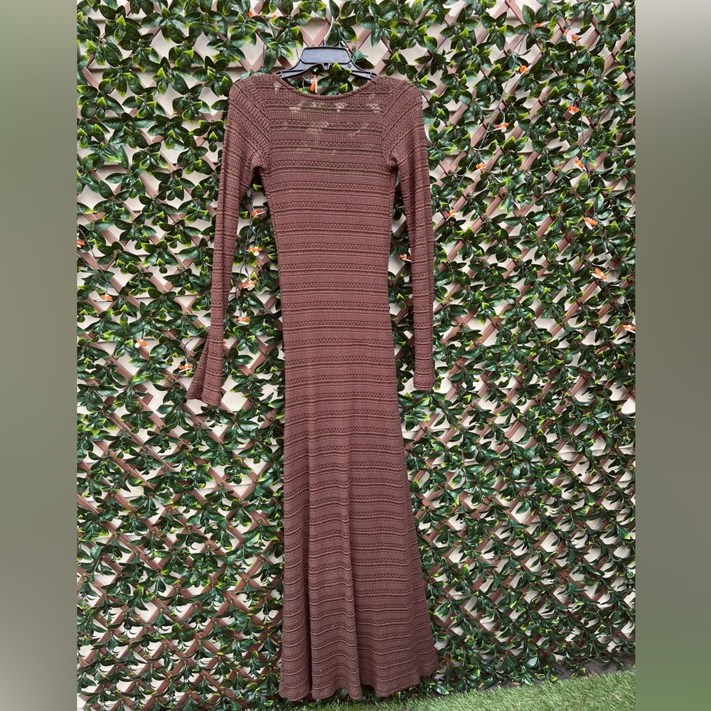 ASOS Chocolate Long Sleeve Knit Dress - Picture 4 of 5